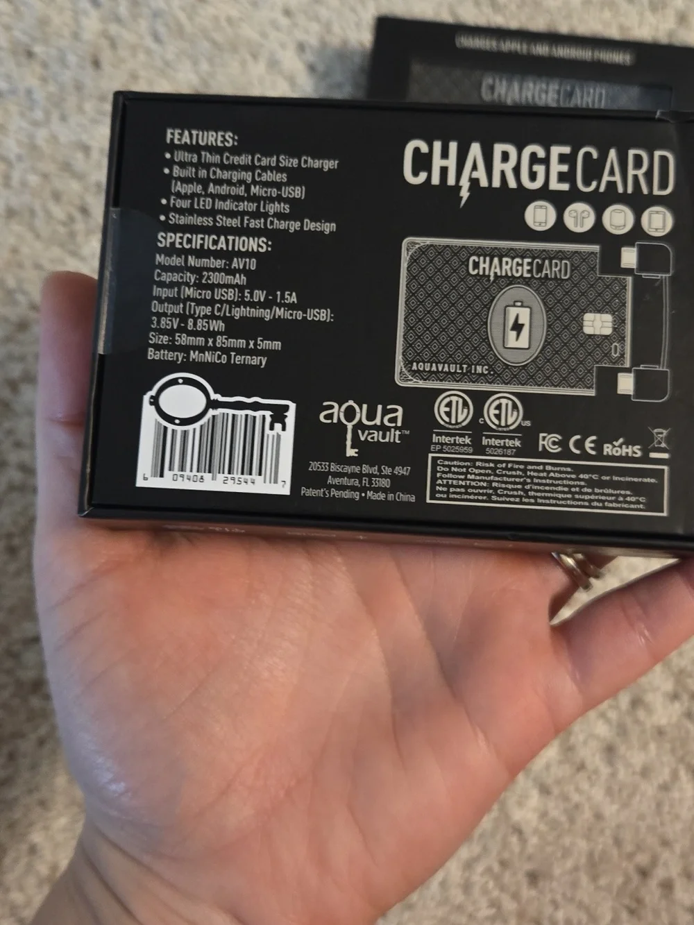 AquaVault ChargeCard – Ultra Slim Emergency Power Bank (2300mAh)